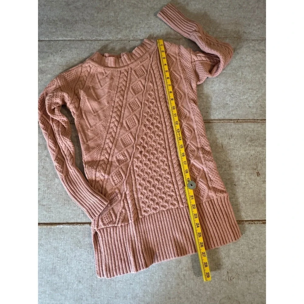 J.‎ Crew Pink Cable Knit Sweater Womens XXS Wool Blend Tunic Longline EUC Blush